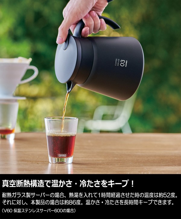 ハリオ ＨＡＲＩＯ Ｖ６０ 保温ステンレスサーバー ６００ 実用容量600ml 保温可能容量550ml カラー：ホワイト・レッド・ブラック ※各色別売  :VHS-60:キッチン用品店 ホーオンストア - 通販 - Yahoo!ショッピング