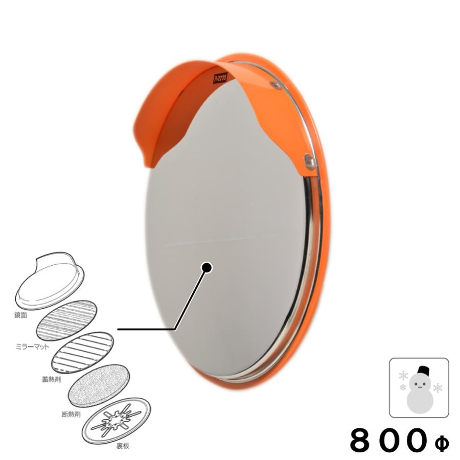 カーブミラー 丸型 800φ 安全ミラー 取付金具付き 一面鏡 フード付き