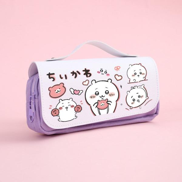【うさっくま】がま口ペンケース（ハチワレ猫 )刺し子赤花／ペタンコがま口赤 あか熊様専用 （【うさっくま様専用】がま口ペンケース