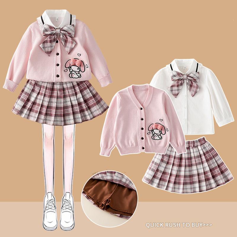 クロミちゃん マイメロディー カーディガン キッズ服 子供服 春秋冬 セーター 学院風 制服 入学式 女の子 上下セット レーディス 長袖 制服  100cm~160cm