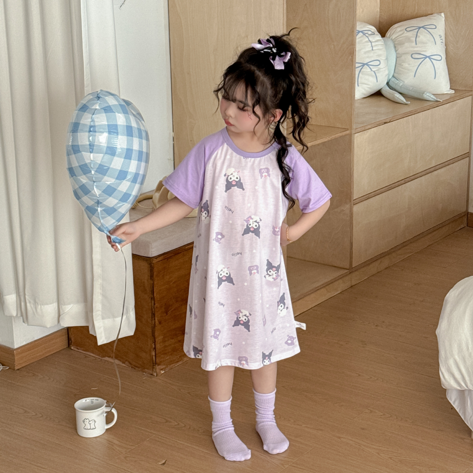 レディース 7分袖 ハローキティ キティちゃん キティ ワンピース パジャマ 5054715317.jpg