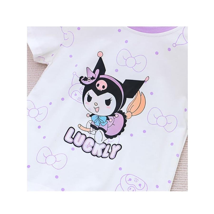 クロミ/シナモロール プリントtシャツ 女の子 半袖 綿 キッズ クロミ/シナモロール プリントtシャツ 女の子 半袖 綿 キッズ