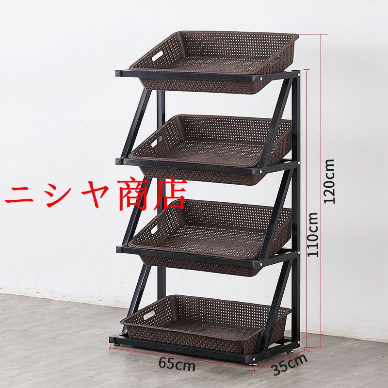 青果 野菜　フルーツ　パン販売　多機能フレーム　組立簡単 ディスプレイラック　4層　かご　陳列台　陳列棚　直売所　イベント用 棚 展示会　_2