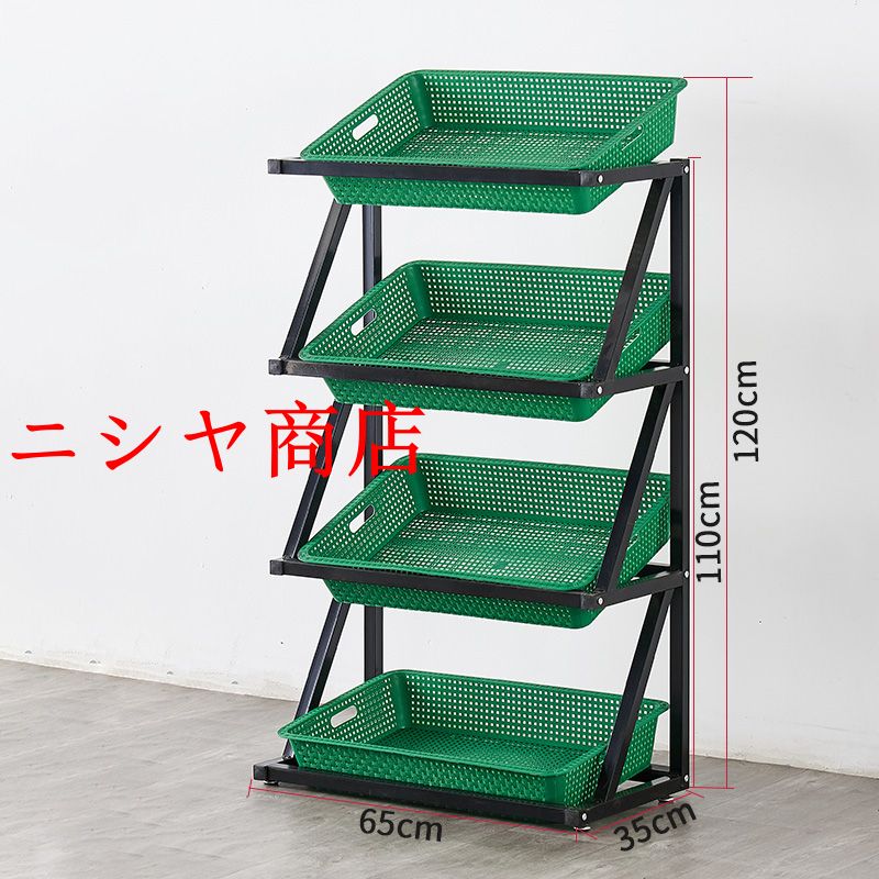 青果 野菜　フルーツ　パン販売　多機能フレーム　組立簡単 ディスプレイラック　4層　かご　陳列台　陳列棚　直売所　イベント用 棚 展示会　_3