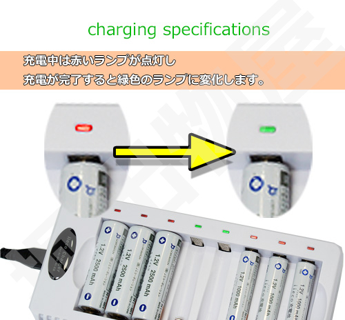 8本同時充電対応 USB充電器 ZN826E 充電池 単3 単4 等にも対応