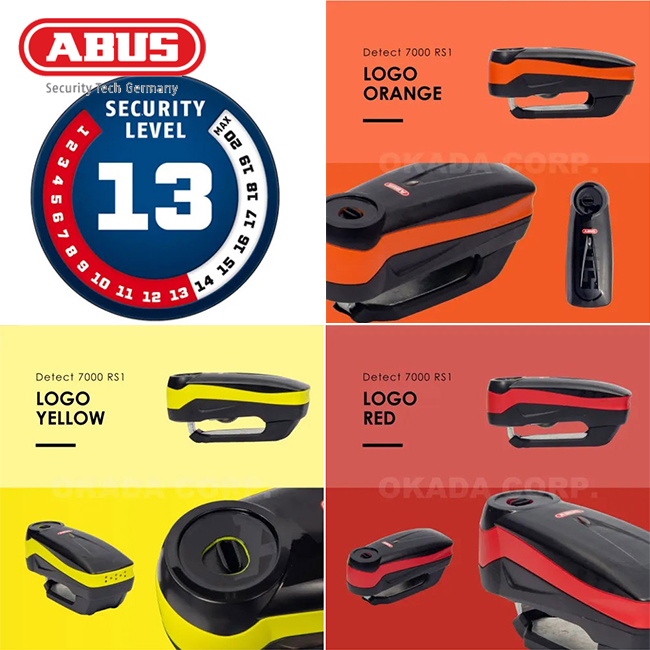 ストッピングワイヤープレゼント 送料無料 ABUS アバス アブス アラームディスクロック Detecto 7000 RS 1 XL883N  CB1100RS YZF-R1 Z900RS Ninja H2 ディテクト