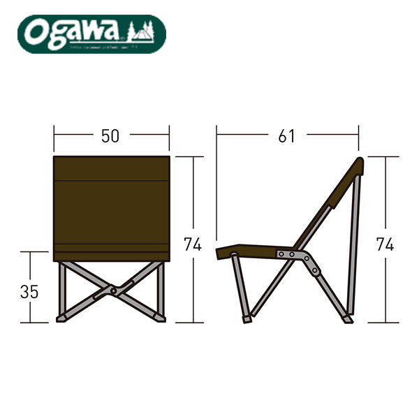 ①ローチェアII（ダークブラウン）Ogawa ②キルティングカバー