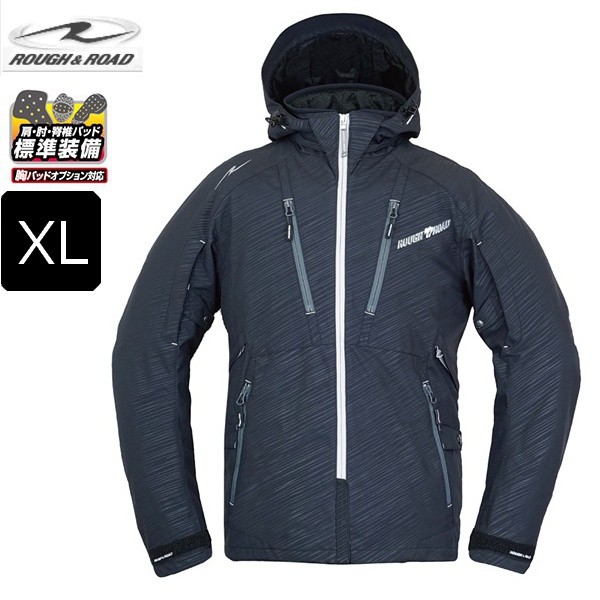 ROUGH&ROAD RR7245 ラフパーカー LL スラッシュブラック ラフ＆ロード RR7245 ラフパーカー スラッシュブラック XLサイズ 送料