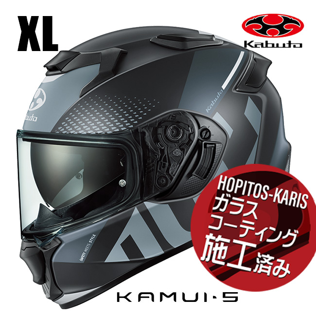 OGK KABUTO �I�[�W�[�P�[�J�u�g KAMUI5 VELTA KAMUI-5 �J���C5 ���F���^ �t���b�g�u���b�N�O���[ XL�T�C�Y �I�[�g�o�C�p �t���t�F�C�X�w�����b�g