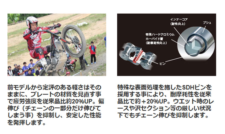 DID 大同工業 チェーン 520ERS3-114L RJ(クリップ) GOLD レース