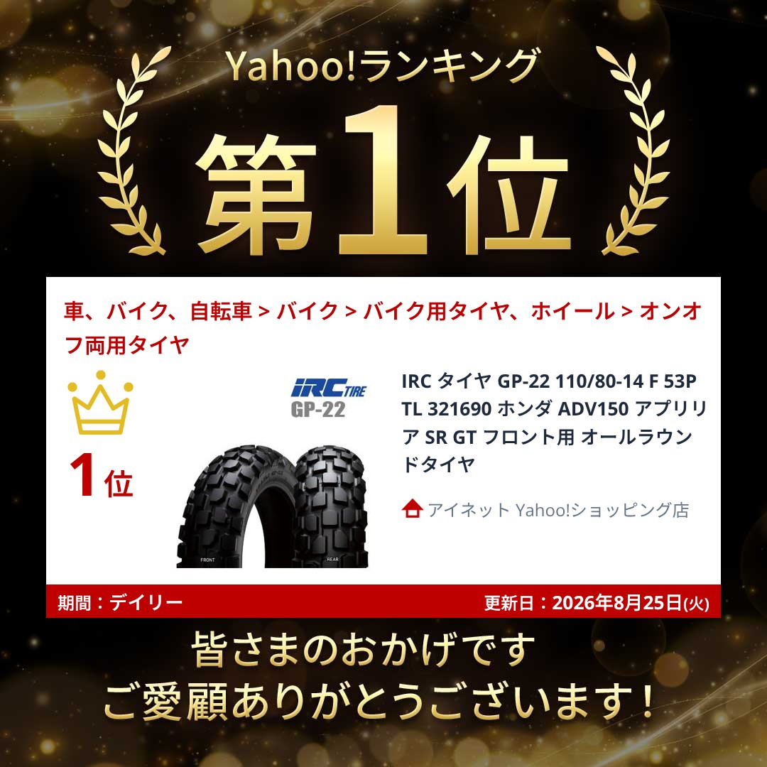 IRC タイヤ GP-22 110/80-14 F 53P TL 321690 ホンダ ADV150