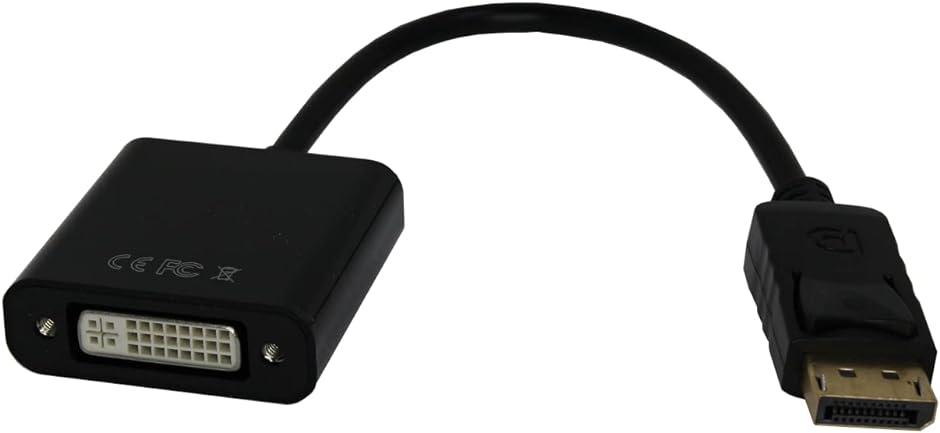 DisplayPort オス to DVI メス 変換アダプター 接続ケーブル 25cm DP