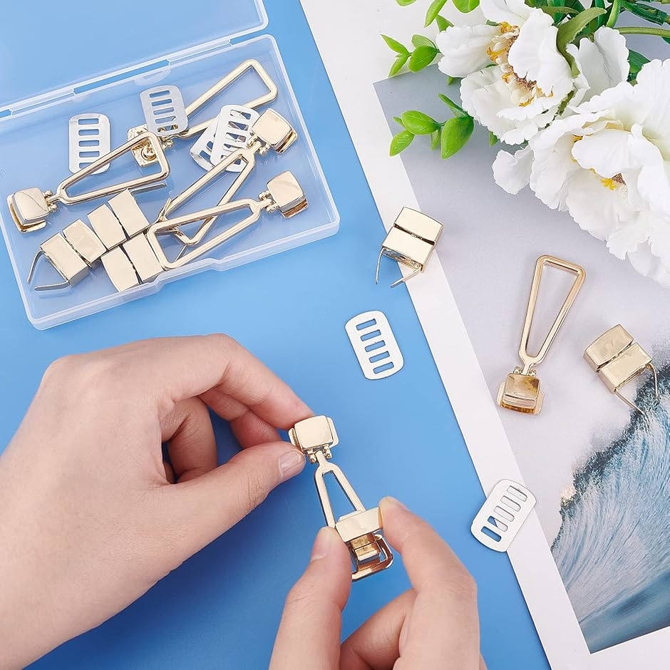 黒いレザーハンドバッグ ゴールド金具 バッグ用留め具 6セット かばん 差し込み錠 バッグパーツ バッグ用