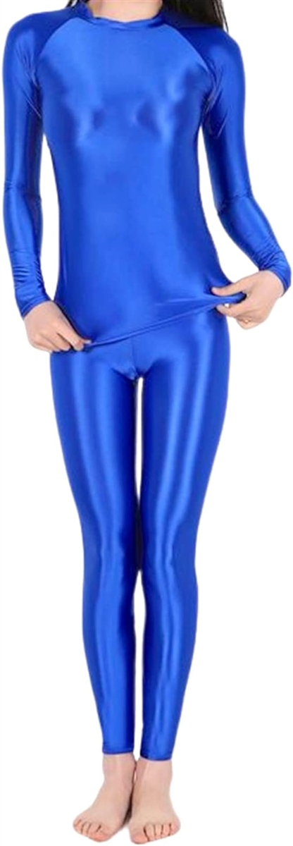 全身 光沢 コスプレ レギンス セパレート 衣装 伸縮 セクシータイツ( ブルー,  XL)