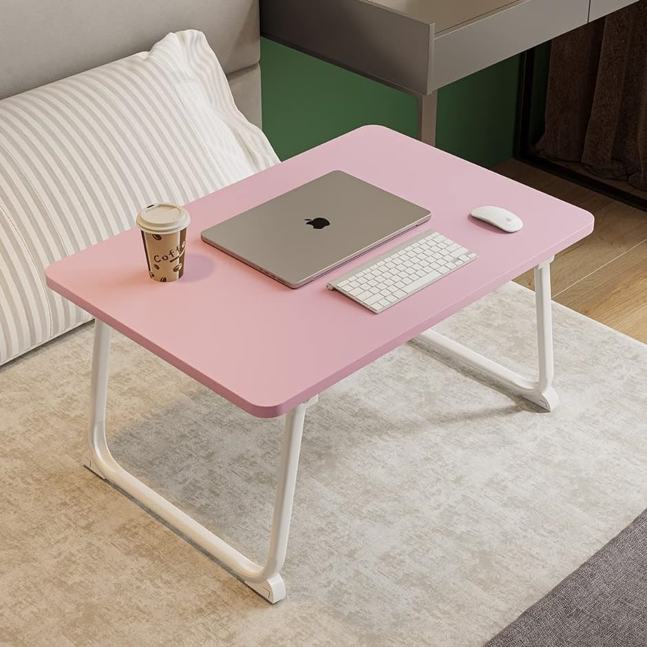 折り畳みテーブル ローテーブル ラップトップテーブル アウトドアテーブル 座卓( ピンク 長70x幅48cm,  70x48x30cm)