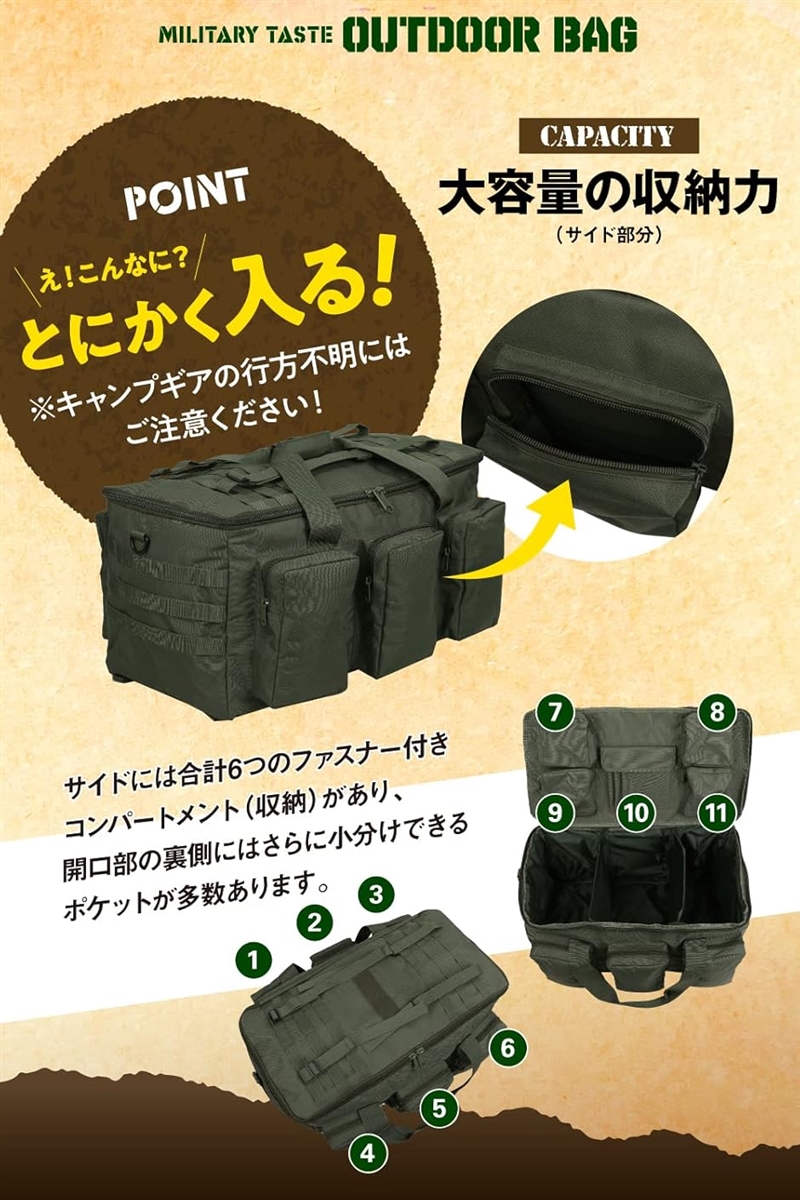 キャンプ バッグ トートバッグ ビッグバッグ アウトドアバッグ キャンプ道具収納 ソフトコンテナ(ブラウン)_4