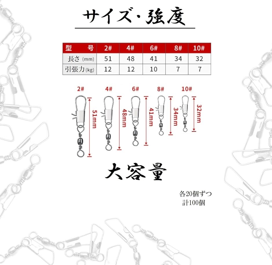 釣り スナップスイベル サルカン スナップ付きサルカン ルアー 100個 セット 徳用 仕掛け 大量 高強度 : 2b21k8hpyf :  スピード発送 ホリック - 通販 - Yahoo!ショッピング