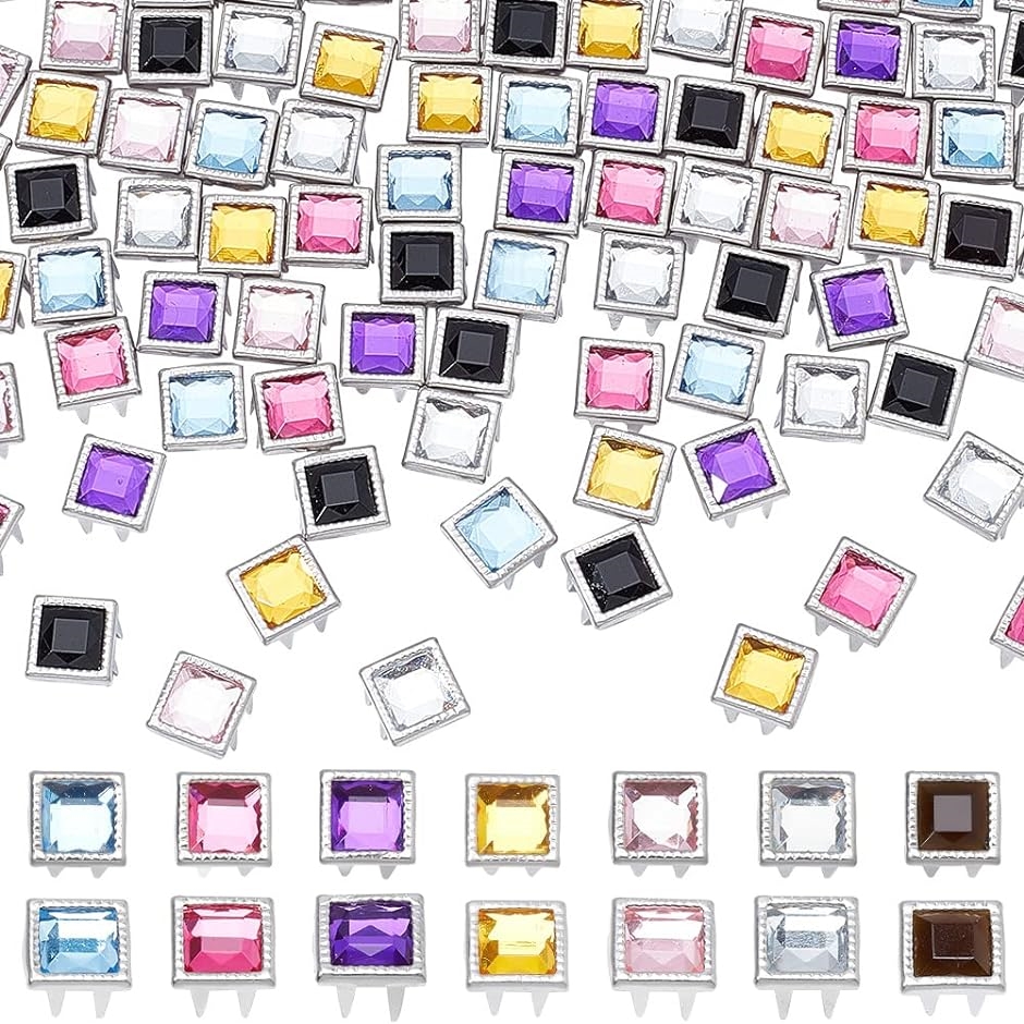 105個 パンクダイヤモンドリベット 9mm 真鍮スタッズ 鋲 ラインストーン 7色 装飾リベット MDM