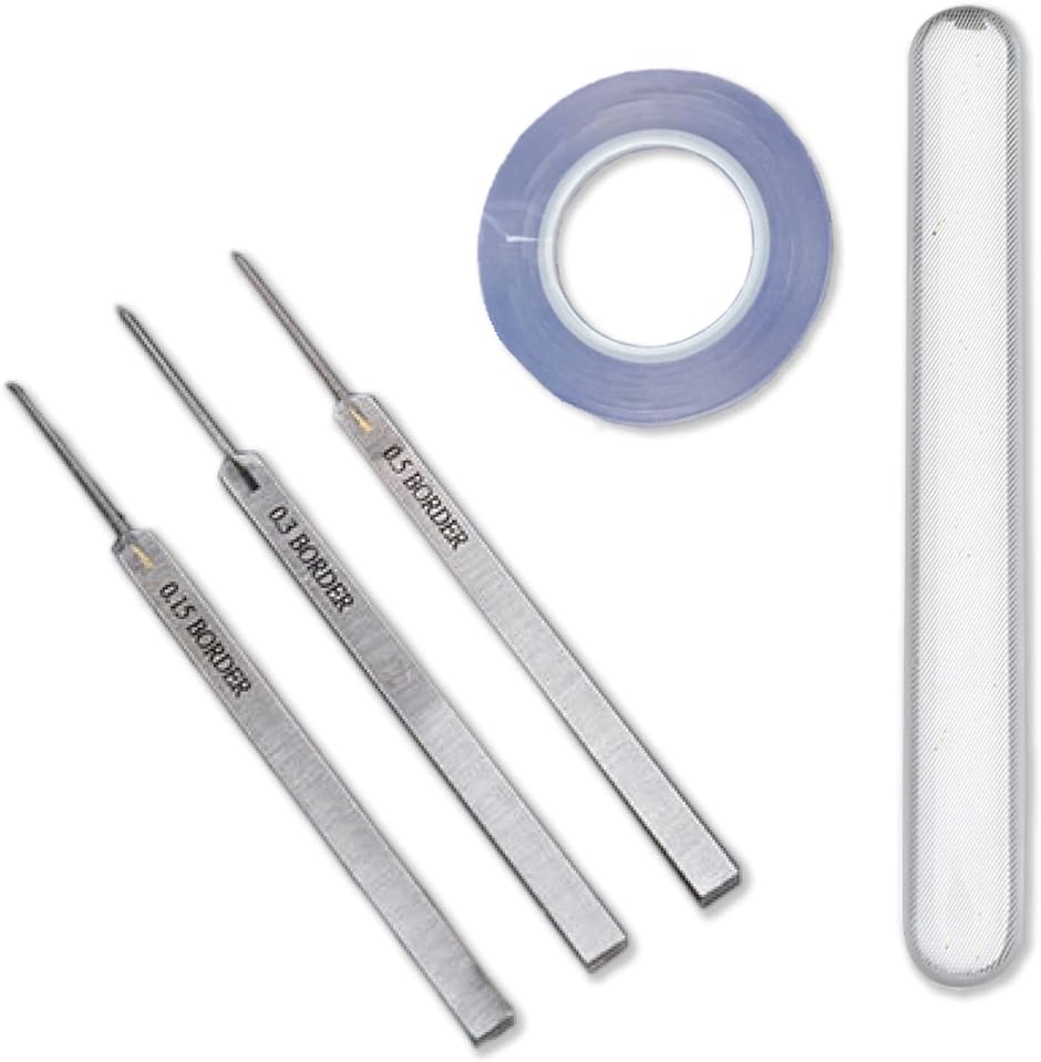 スジボリ タガネ プラモ用ガラスやすりとリードテープ付き。C面作成