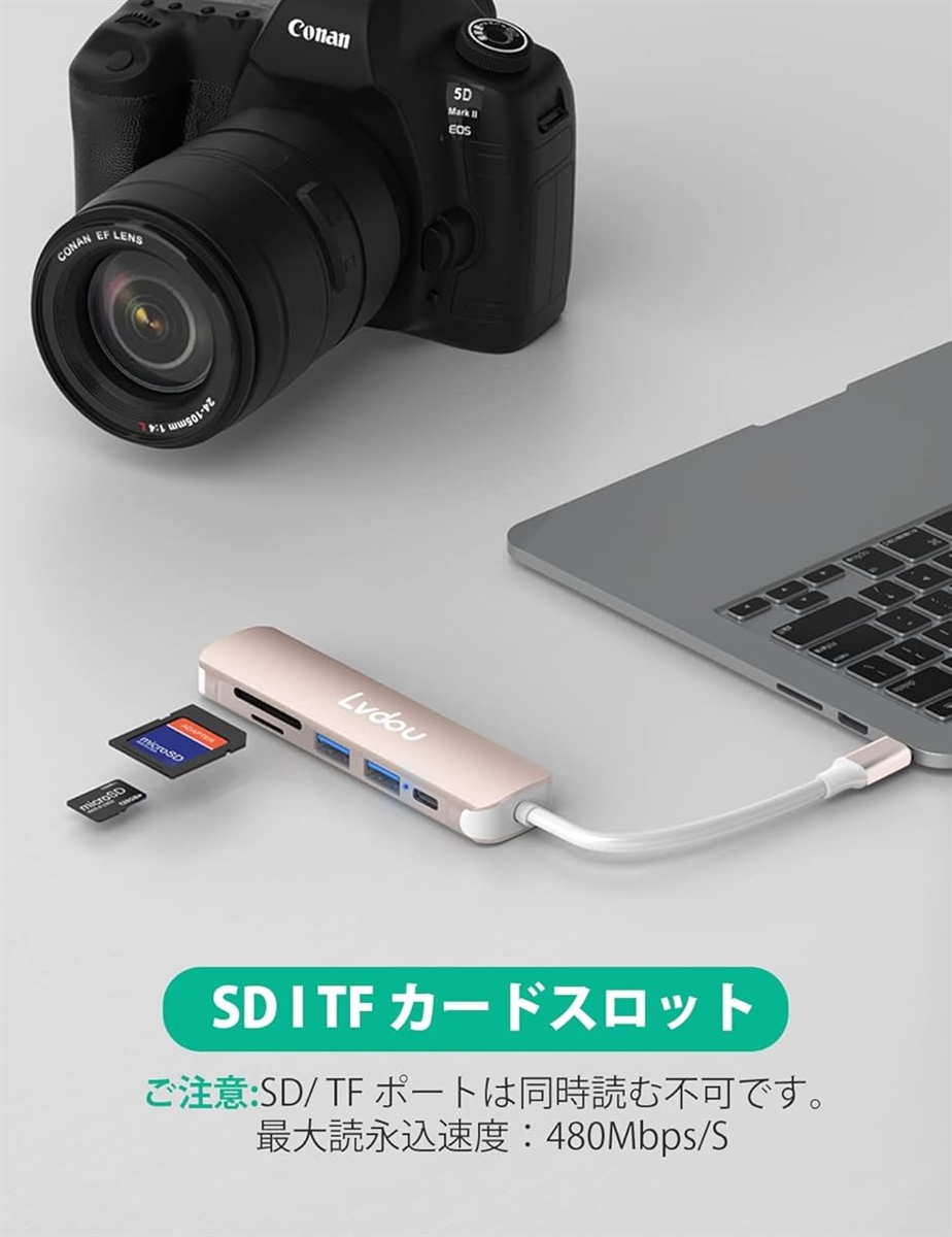 【互換品】USB C ハブ アダプタ 6-in...の詳細画像4