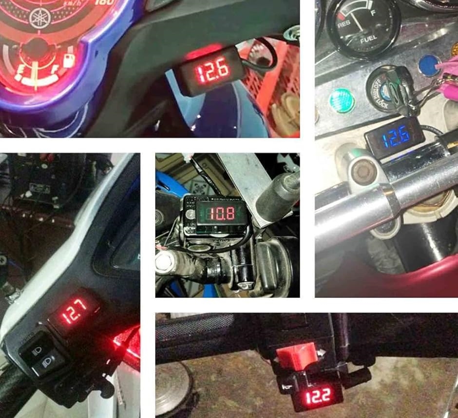 バイク用 コンパクトボルトメーター 電圧計 ミニメーター 防水 小型( ブルー)｜horikku｜06
