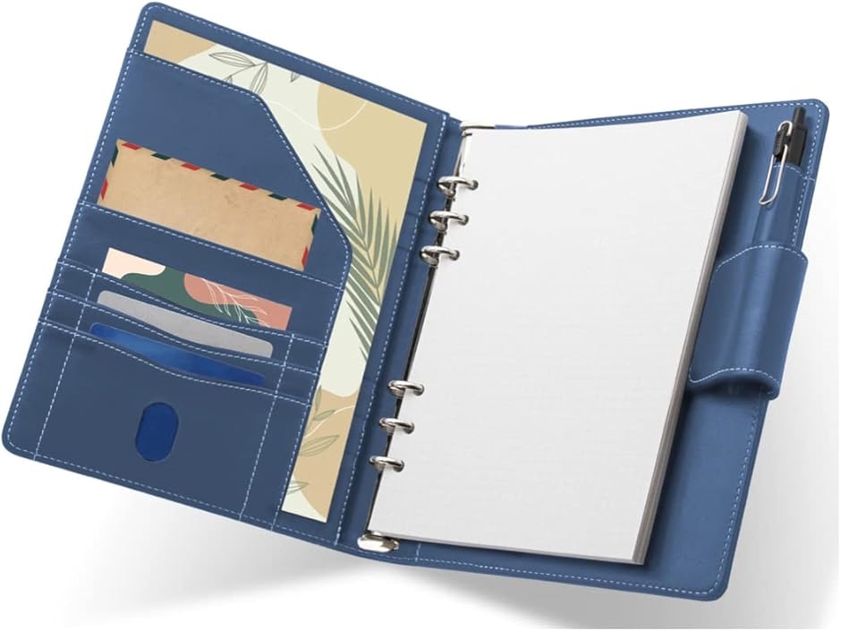 システム手帳 高級PVCレザー カバー A5 6穴 リング バインダー リング