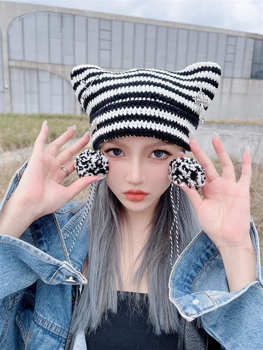 Bg3 猫耳ニット帽 帽子 サブカル系 y2k 地雷系ファッション