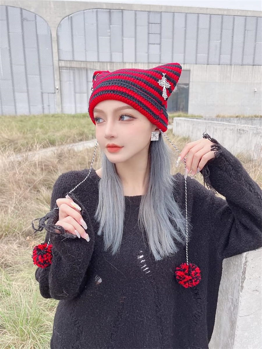 Bg3 猫耳ニット帽 帽子 サブカル系 y2k 地雷系ファッション