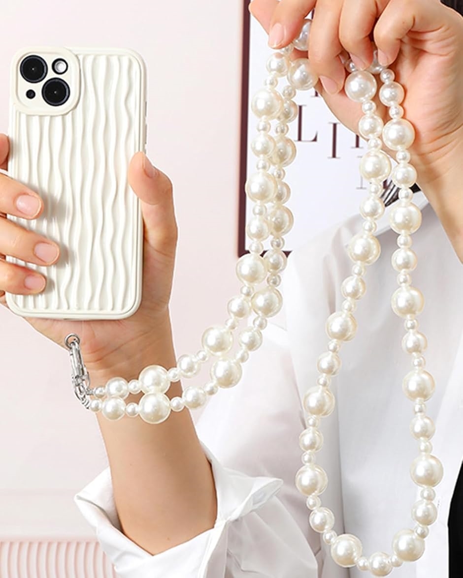 スマホストラップ パールチェーン ショルダーストラップ 斜め掛け