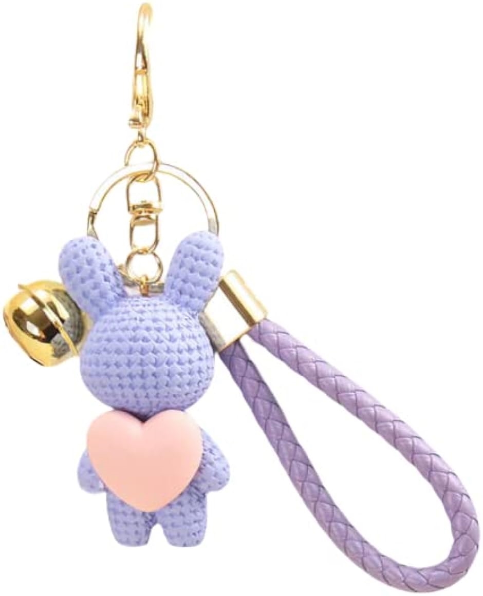 キーホルダー レディース 動物 リング バッグチェーン 小物(パープル, Free Size)