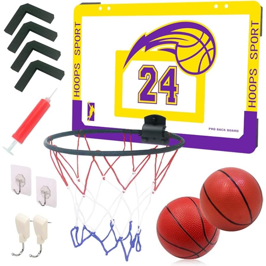 ZAIDEA ミニバスケット ゴール 室内 おもちゃ ボール２個セット 壁掛け 子供用 空気入れ( ワンサイズ)