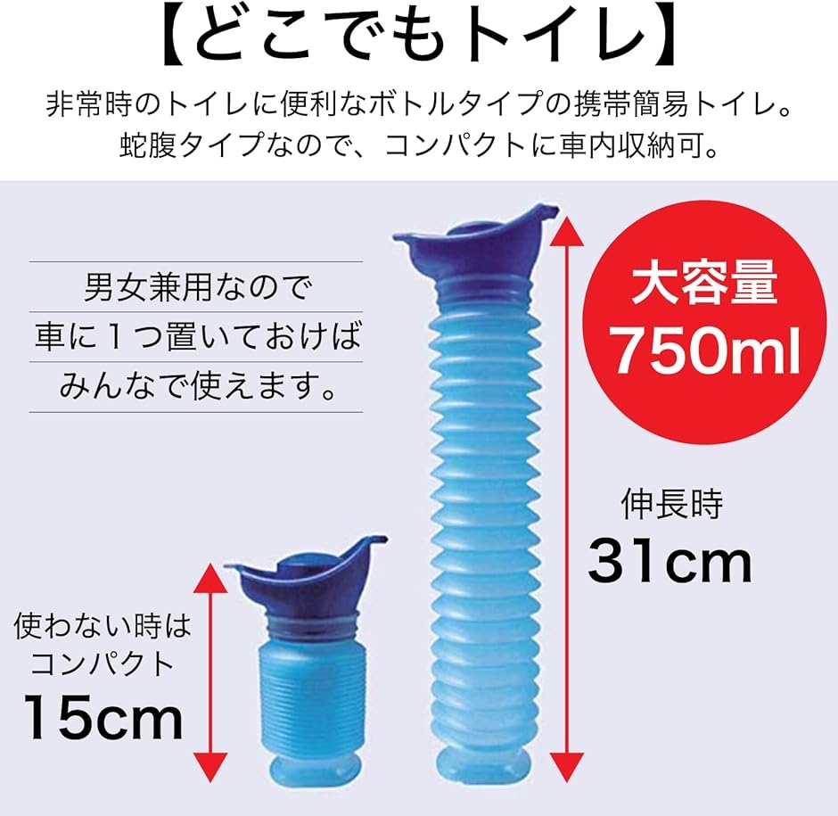 簡易トイレ 車内用 ボトル型 750ml 携帯トイレ 男女兼用 非常用トイレ