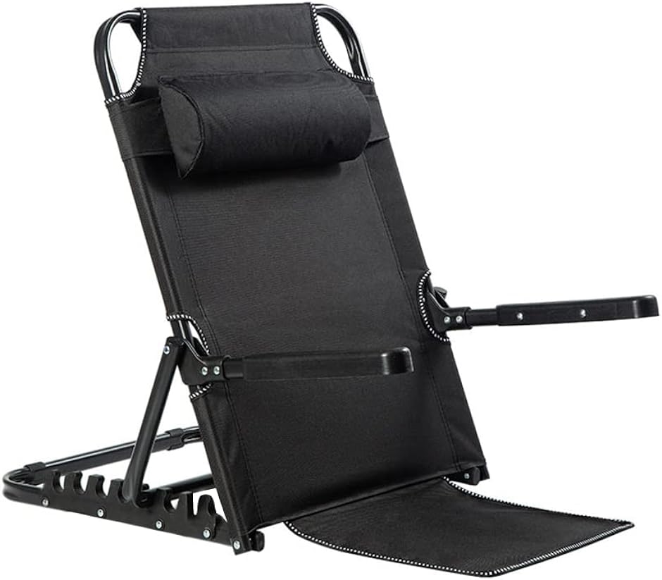 座椅子 折りたたみ 肘掛け付き ７段階角度調節 こたつ座椅子 ビーチチェア リクライニング MDM( ブラック,  肘掛け付きタイプ)
