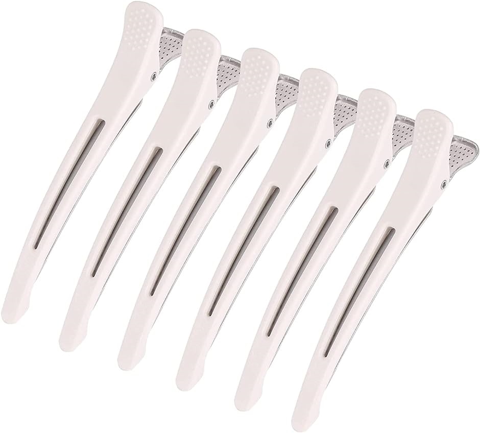 ダッカール プロ用 ヘアクリップ 美容師 業務用 滑り止めゴム付き( 白