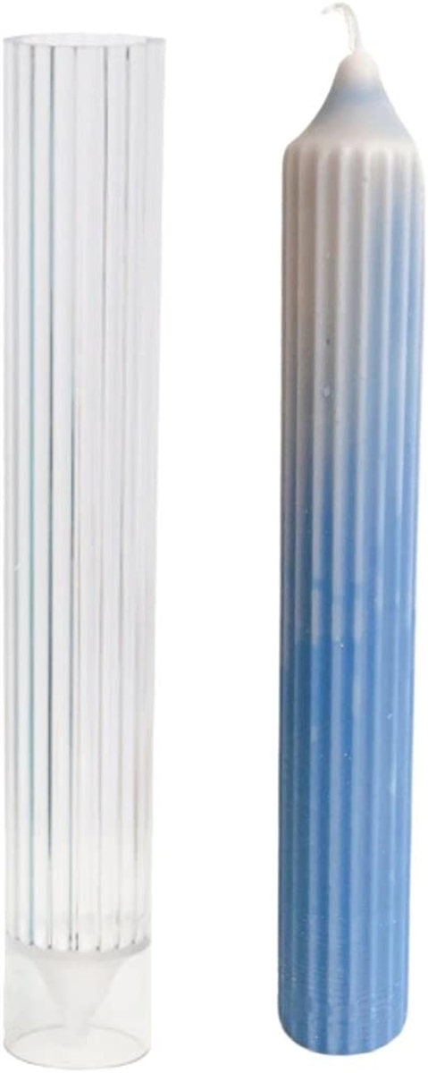 キャンドルモールド 円柱 プラスチック ポリカ 型 手作りキャンドル ソイ パラフィン 蜜蝋( (尖頭)ストライプφ3.5x25cm)