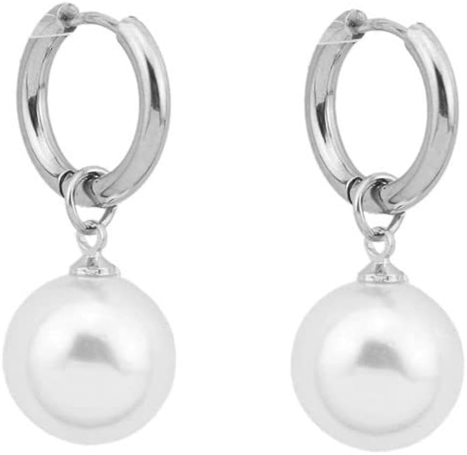 ピアス パール 揺れる レディース リング シンプル 両耳用 2つ入り フープピアス 人気 人工パールアクセサリー MDM (シンプル リング)