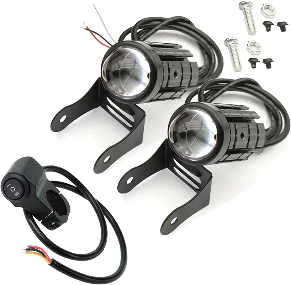 LED バイク ヘッドライト プロジェクター レンズ デュアルカラー フォグランプ スポットライト 補助( 2個セット(スイッチ付き))｜horikku
