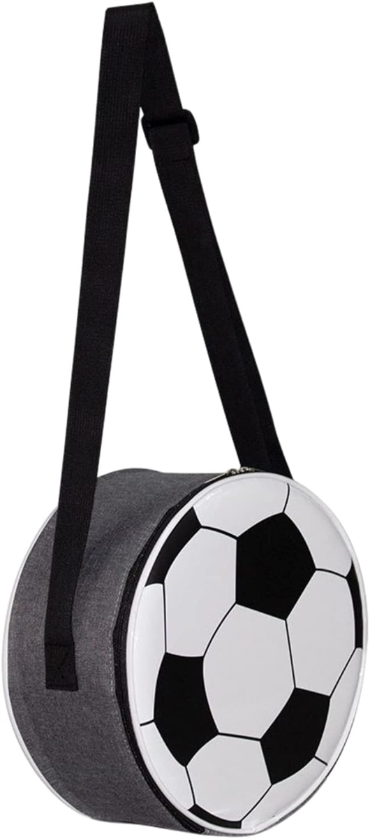 保冷バッグ 小さめ 子供 サッカーボール型 斜めがけバッグ 保冷用 クーラーバッグ 小型( グレー)｜horikku