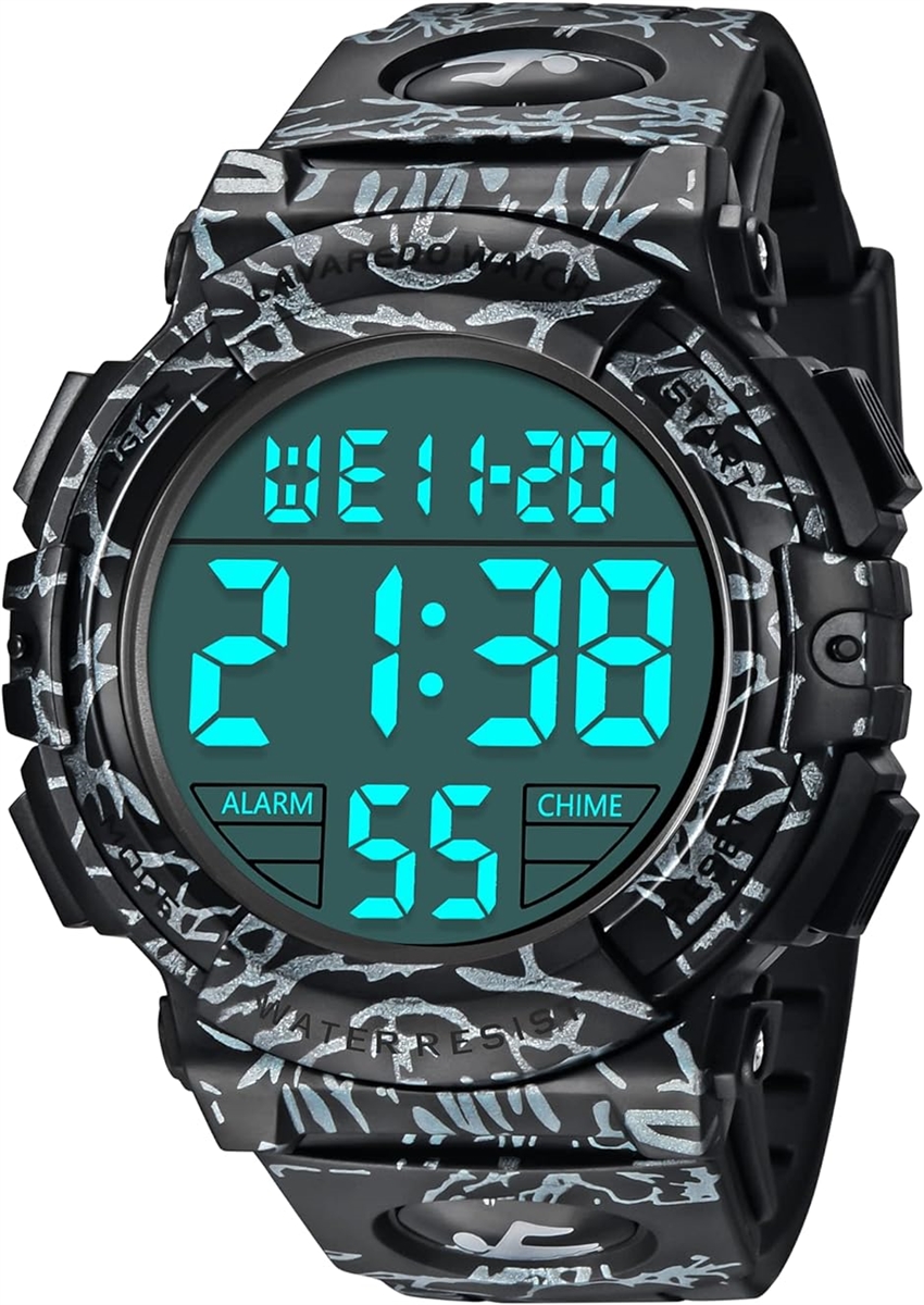 Yahoo! Yahoo!ショッピング(ヤフー ショッピング)腕時計 メンズ デジタル 50メートル防水 日付 曜日 アラーム LED表示 多機能付き 防水腕時計 取扱説明書付き MDM（ 12-灰と黒）