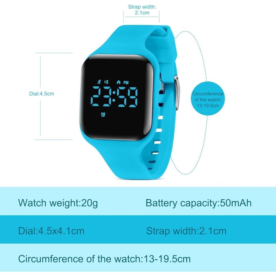 腕時計 充電式 レディース 子供用 スマートウォッチ 活動量計 大人も使用可能 デジタル腕時計 多機能防水 取り扱い説明書付(ブルー)  :2B26FOYPDV:スピード発送 ホリック - 通販 - Yahoo!ショッピング
