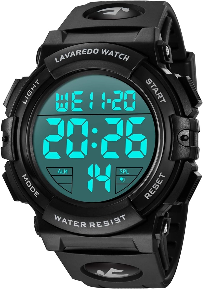 腕時計 メンズ デジタル 50メートル防水 日付 曜日 アラーム LED表示 多機能付き 防水腕時計 取扱説明書付き MDM( 03-ブラック)