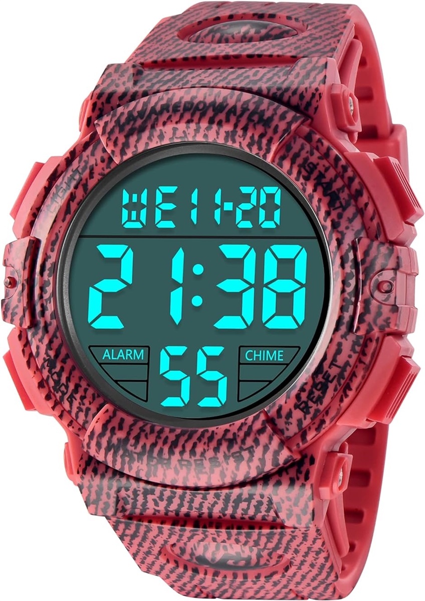 Yahoo! Yahoo!ショッピング(ヤフー ショッピング)腕時計 メンズ デジタル 50メートル防水 日付 曜日 アラーム LED表示 多機能付き 防水腕時計 取扱説明書付き MDM（ 11-赤と黒）
