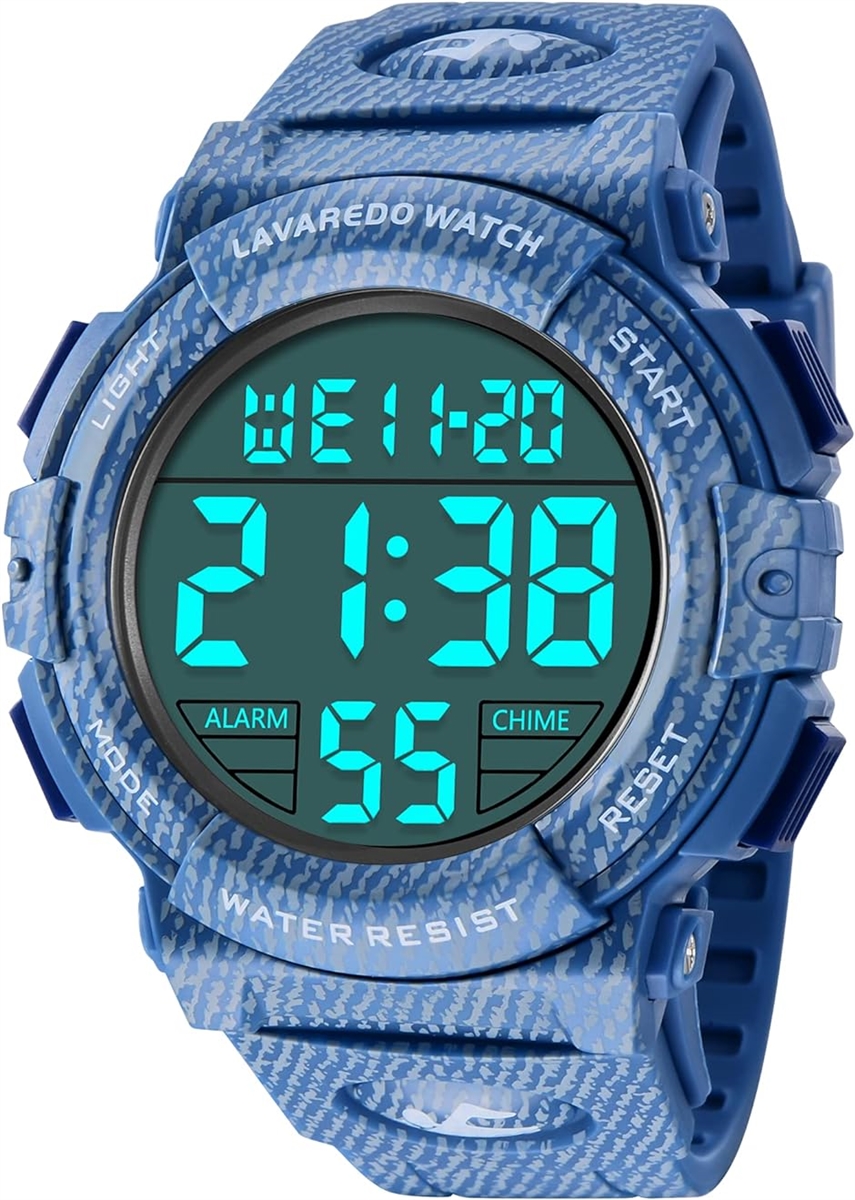 Yahoo! Yahoo!ショッピング(ヤフー ショッピング)腕時計 メンズ デジタル 50メートル防水 日付 曜日 アラーム LED表示 多機能付き 防水腕時計 取扱説明書付き（ 10-浅い藍色）