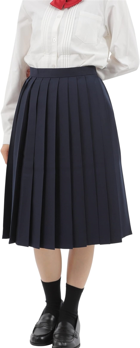 女子学生服 通年スカート １８本ヒダ クルマスカート ブルー チェック