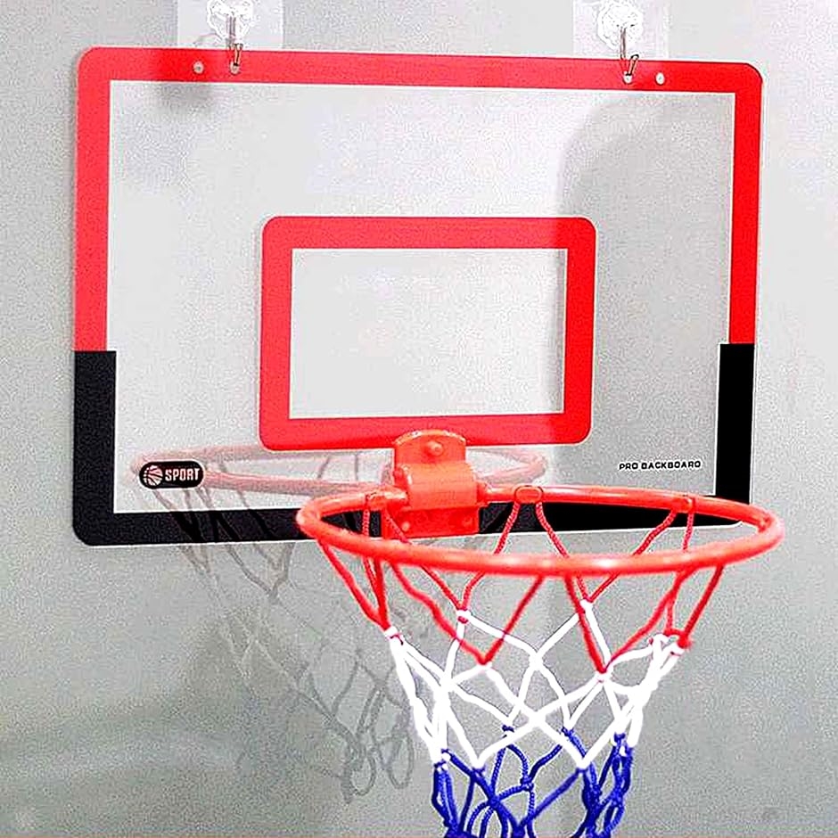 バスケットゴール バスケットリング ネット ボード 壁掛け シュート練習 ボール ミニサイズ( 赤x黒40cm, 40x26cm)