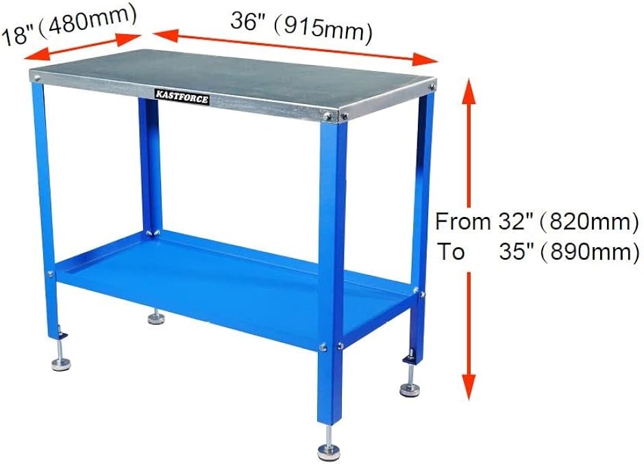 KF3002 ポータブル溶接台 天板460mm x 915mm 16mm穴付き 高さ880mm 耐荷重550kg 定盤( ブルー)