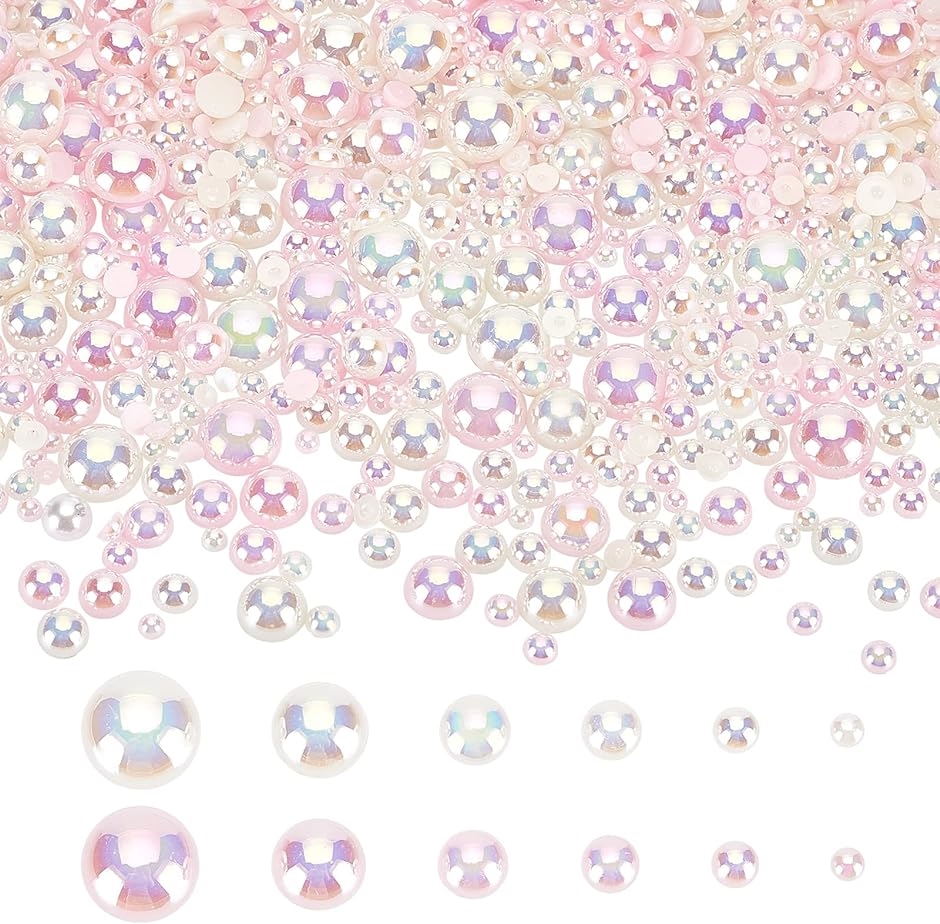 半円パール 約2800粒 桜の色 パールスカボション 半丸 ネイルパーツ 3/4/5/6/8/10mm( 桜の色)