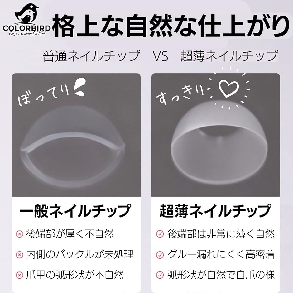 ネイルチップ 超薄 半透明 自然なフィット感 艶消 密着 高耐久 クリア( スクエアロング 504pcs) | ブランド登録なし | 05