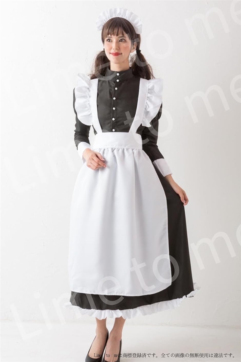 メイド服 コスプレ エプロン 英国風 上品 ロングスカート コスチューム( ブラック,  L)｜horikku｜07