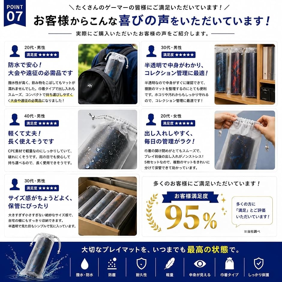 プレイマットケース 半透明 防水 5枚セット 中身が見えてわかりやすい